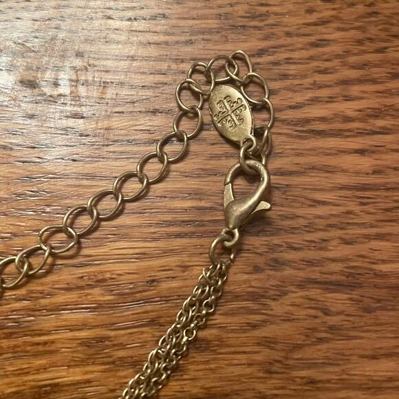 Gold Tone Pendant Necklace & Earrings Jewelry Set w/ Turquoise Stone - Picture 6 of 8